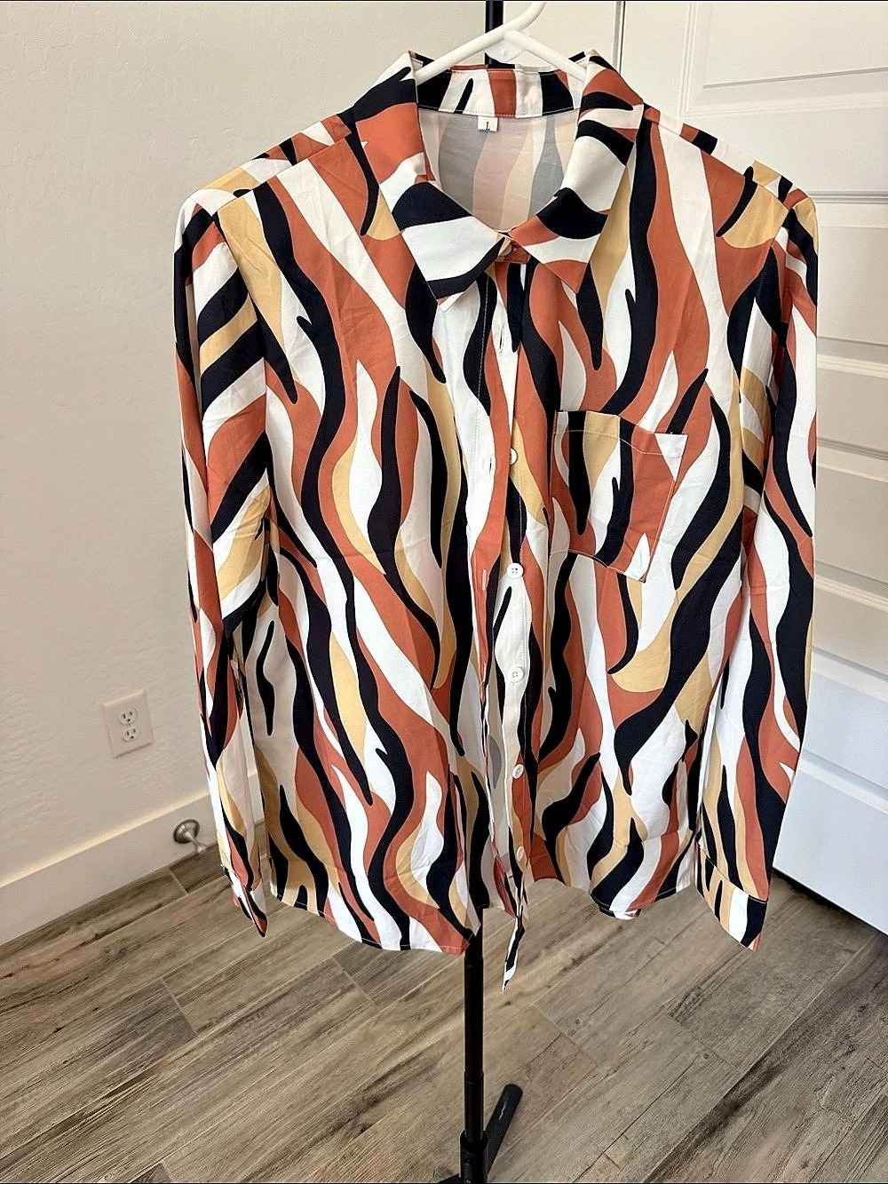 Abstract Print Button Down Shirt